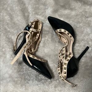Studded Black and Cream Heels